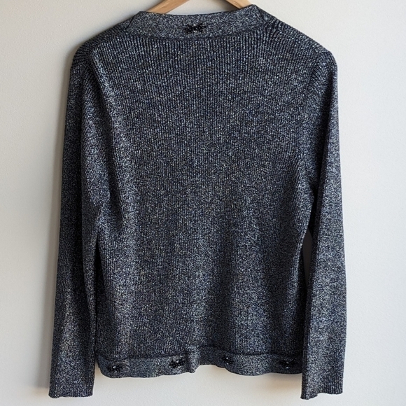 Vintage Peter Nygard silver cardigan beading sz M/L - Picture 7 of 11